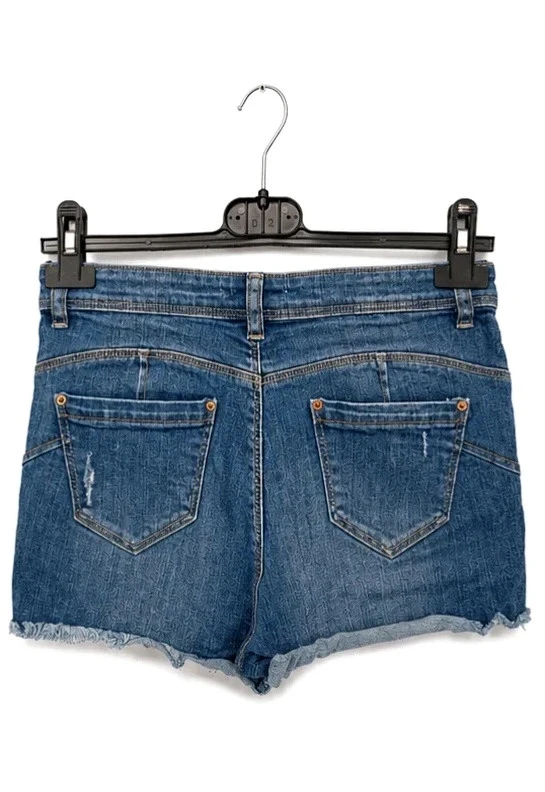Short em denim Springfield com efeito desgastado – Tamanho 38 – photo 3